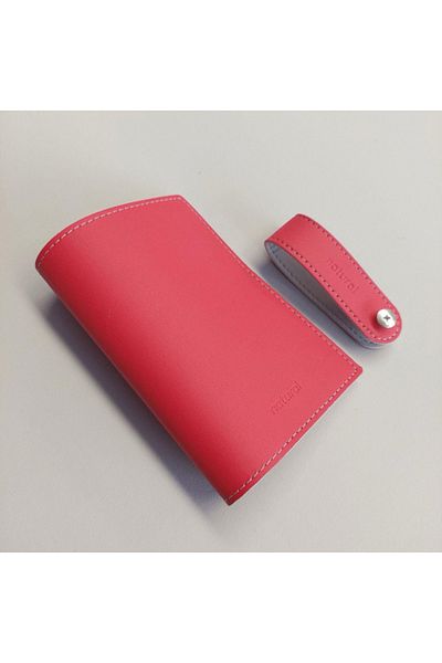 Natural Passport Wallet Made of Apple Leather, Red/Beige