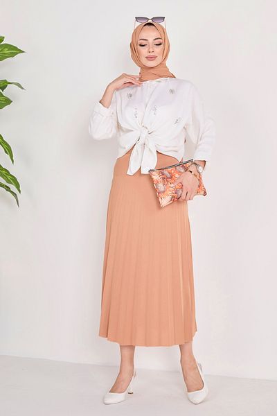 TOFİSA Fusta plisata Mink - 23035