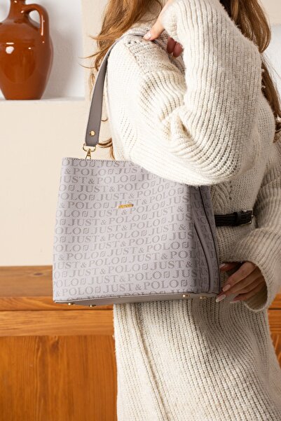 Just Polo Kadın Monogram Suni Deri İki Askılı Ayarlanabilir Uzun Askı 5 Bölme...