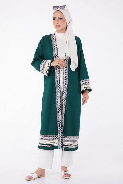 TOFİSA Green Medium Women's Kimono - Plain 10166