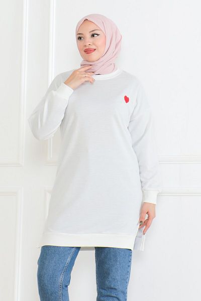 TOFİSA Hearted Tunic White - 26604