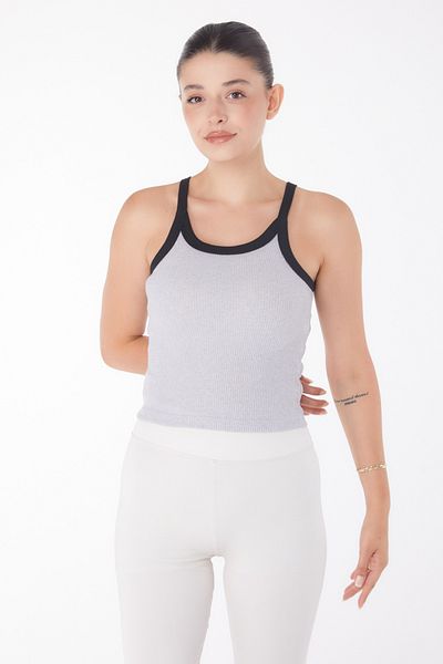 TOFİSA Thick Strap Crop Gray - 25957