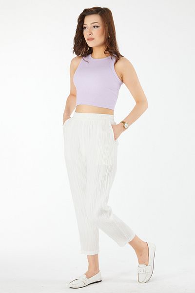 TOFİSA Κοντό μανίκι Crop Lilac - 24438