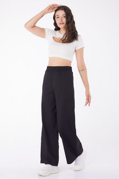 TOFİSA Elastic Waist Fabric Trousers Black - 25645
