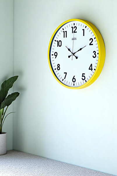 EMORES 37 cm Dekoratif Gerçek Cam Sessiz Mekanizma Duvar Saati