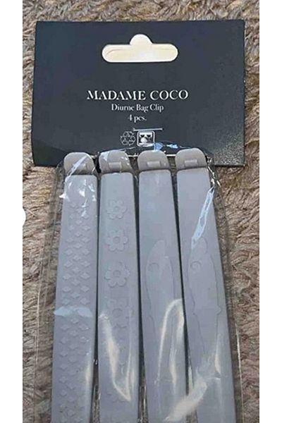 M.C Coco Bag Clip Plastic 4 Pack - Available in Gray and White