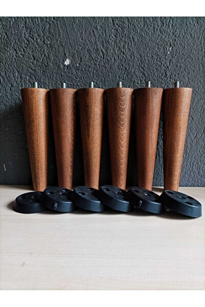 Dijital Bazar DİJİTAL BAZAR 17 CM KONİK 6 LI CEVİZ -TORNA AYAK-AHŞAP AYAK