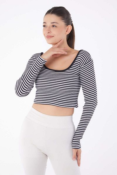 TOFİSA Ριγέ Crop Black - 26119
