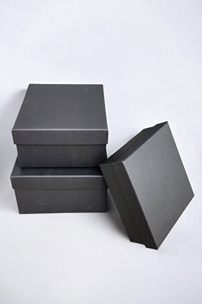 LUZAB Kare Hediyelik Karton Kutu Seti 3 lü Siyah