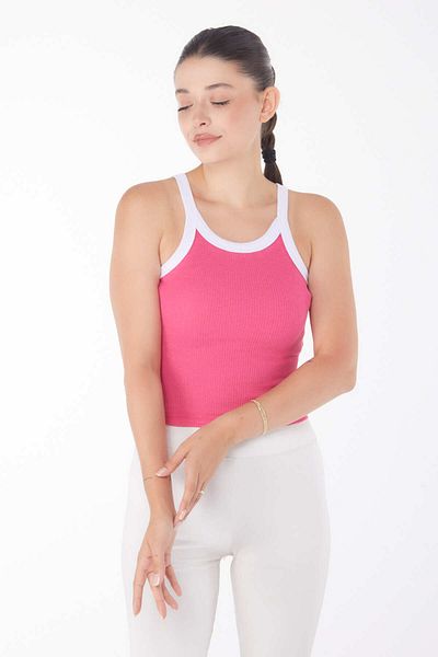 TOFİSA Thick Strap Crop Fusya - 25957