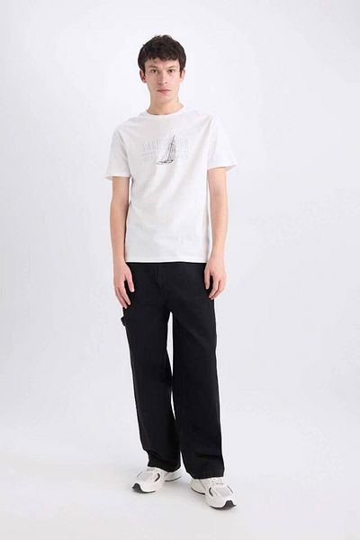DeFacto Regular Fit Crew Neck Printed White Men's T-Shirt E1314Ax/Wt34