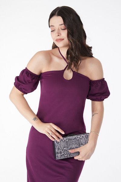 TOFİSA Rochie de seara cu maneca printesa violet - 13189