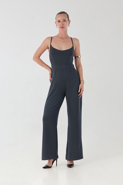 Fulla Moda Modal Jumpsuit with Straps and Zipper