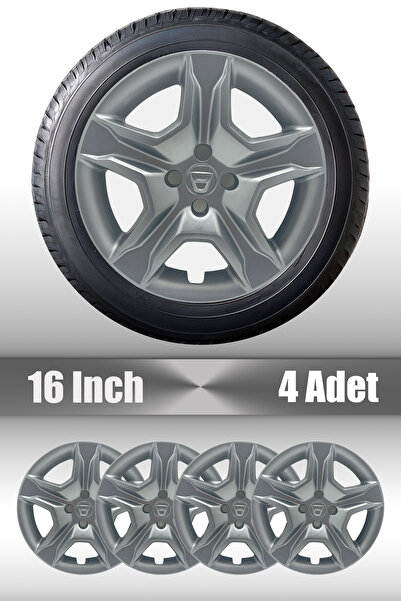 FRWY Dacia Sandero Stepway 16" inç Uyumlu 4 Adet 1 Takım Füme Jant Kapağı