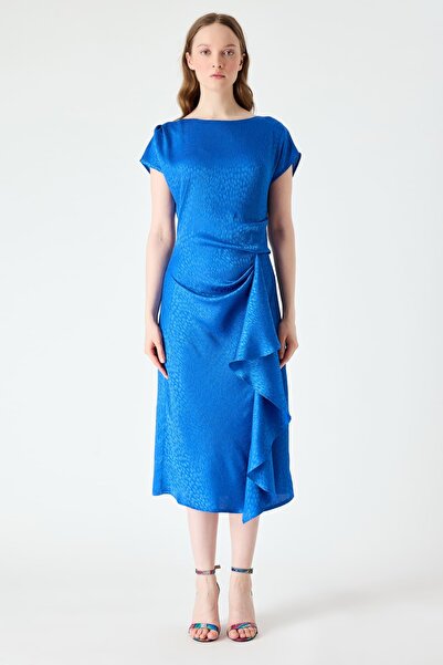 FEVER Leopar jakarlı dökümlü elbise