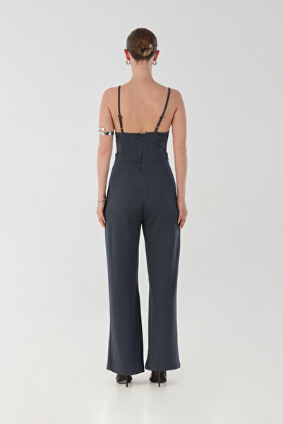 Fulla Moda Modal Jumpsuit with Straps and Zipper