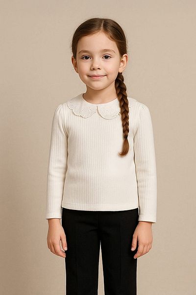 Fulla Moda Ribbed Baby Collar Girl's Bodysuit