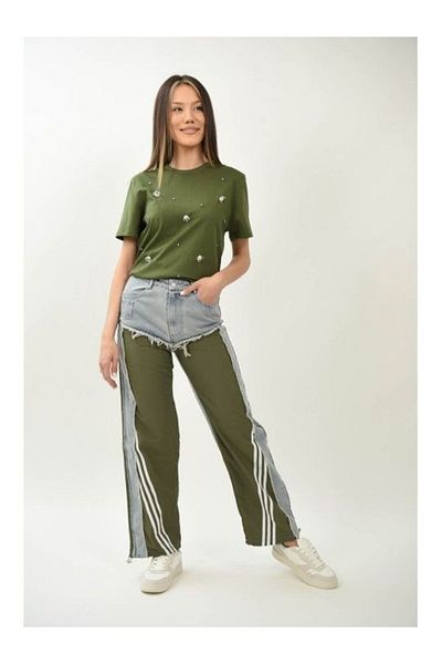 TRENDY.İNG Pantaloni Jogger Combinati Denim Kaki Forli S Denim Deschis