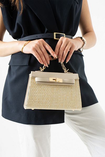 Night حقيبة يد وكتف نسائية من Vienn Model Wicker مع هدية ساحرة
