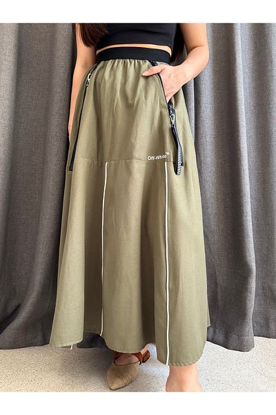 ROSSA Owhite Elastic Waist Pocket Skirt