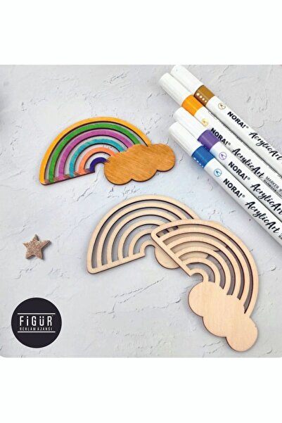 Figür Reklam Ajansı Ahşap Gökkuşağı Boyama  ( 4'lü)