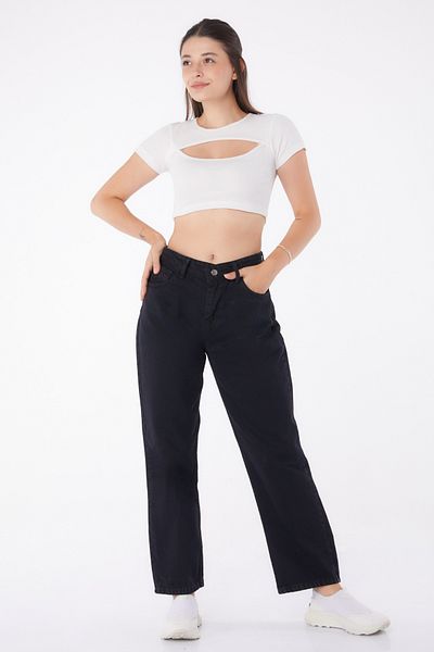 TOFİSA High Waist Palazzo Jeans Black - 23666
