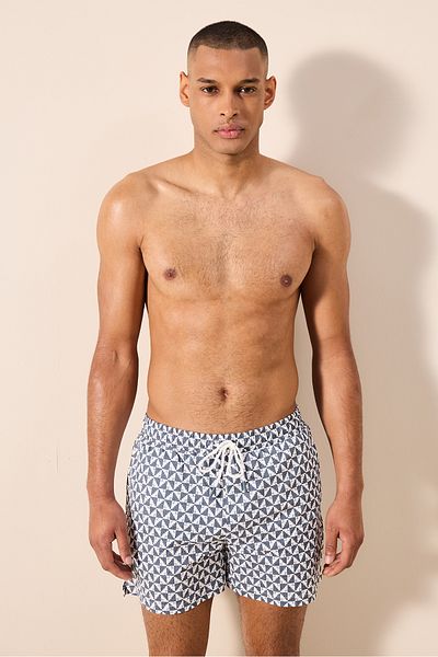 Penti Men's Triangle Patterned Multicolored Swim Shorts