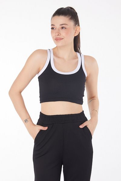 TOFİSA Crop cu bretele negru - 25851