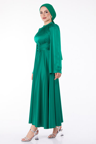 TOFİSA Suknia wieczorowa z paskiem krzyżowym, zielona - 25646