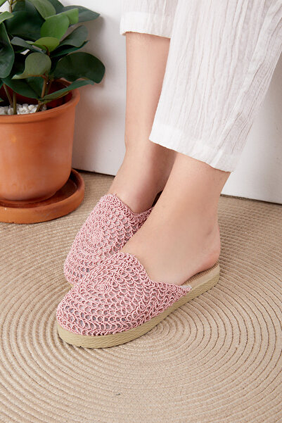 TOFİSA Women's Rose Straw Slippers - 25535