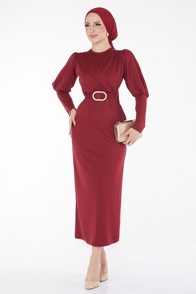 TOFİSA Dress Burgundy - 11615