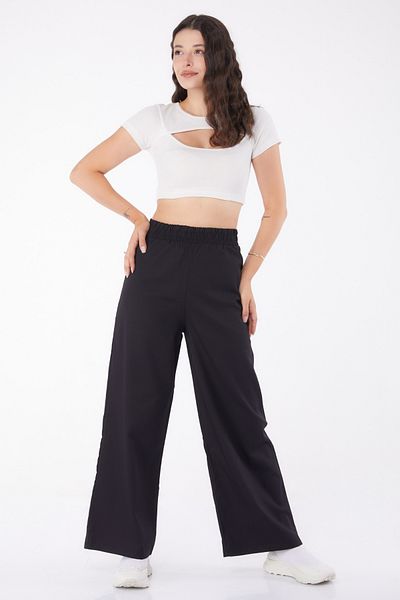 TOFİSA Elastic Waist Fabric Trousers Black - 25645