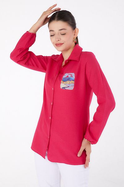 TOFİSA Printed Shirt Fusya - 13340