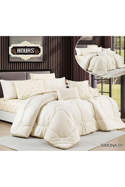 HOURS طقم لحاف من هورس نفر 4قطع مشجر بنقشة عصرية ومميزة وجهين SIMONA-05B