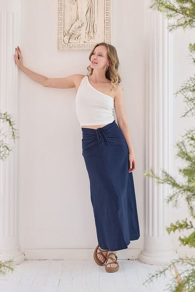 Fulla Moda Gathered Front Slit Zippered Skirt