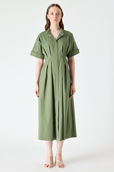 FEVER Pile detaylı midi boy elbise