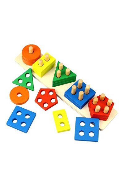 BabyCara ألعاب خشبية للفرز والتكديس، ألغاز تعليمية للتعرف على الألوان وتصنيف الأشكال