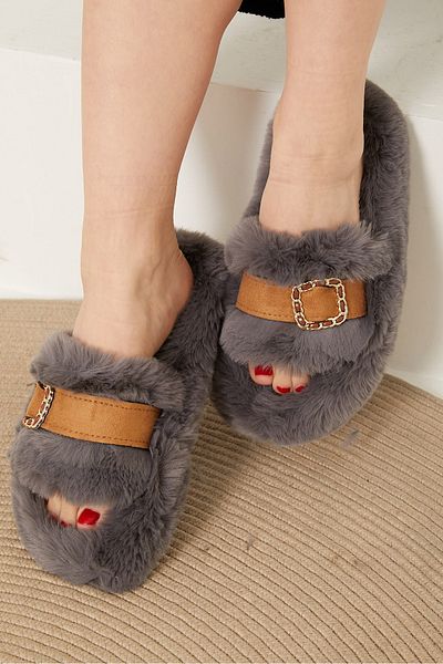 TOFİSA Women's Smoked Buckle Slippers - 26406