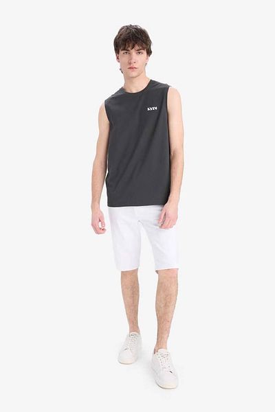 DeFacto Regular Fit Printed Anthracite Men's Sleeveless T-Shirt E3217Ax/Ar221