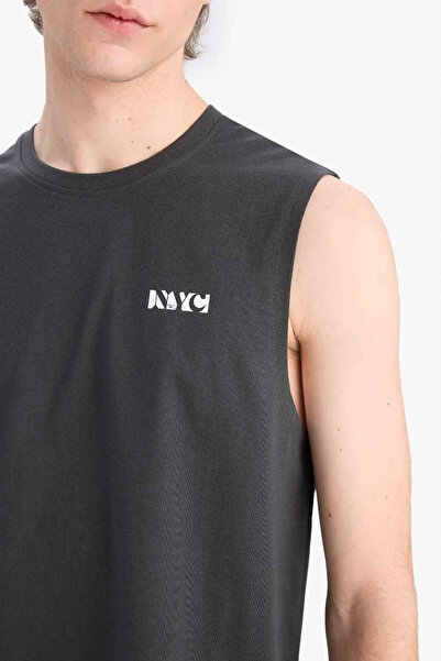 DeFacto Regular Fit Baskılı Antrasit Erkek Kolsuz T-shirt E3217ax/ar221