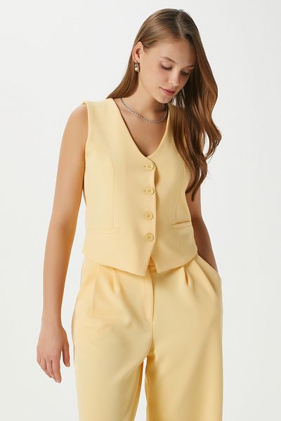 Ritnice Women's Petra Yellow Vest Lycra Pants Bottom Top Set