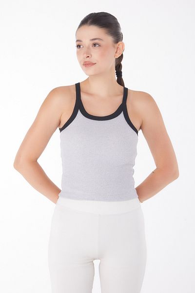 TOFİSA Thick Strap Crop Gray - 25957
