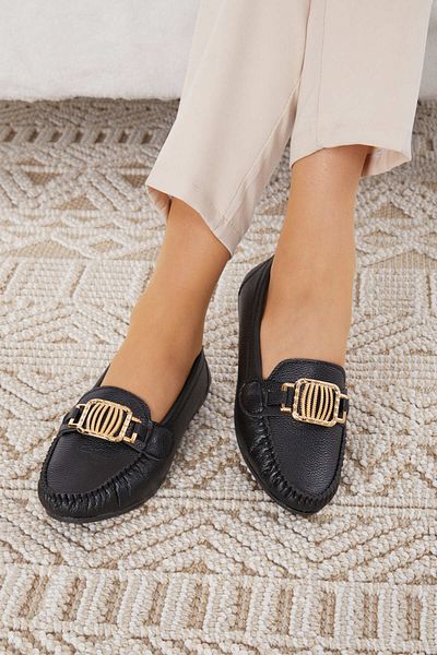TOFİSA Black Women's Ballerinas - Buckle, Light and Comfortable Sole - 24580
