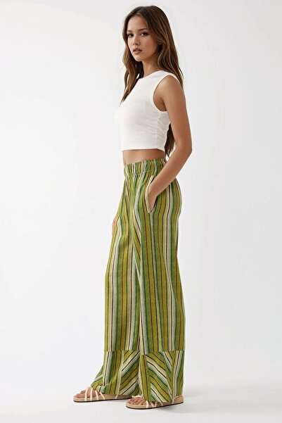 Hiccup Wide Leg Line Patterned Relaxed Cut Trousers