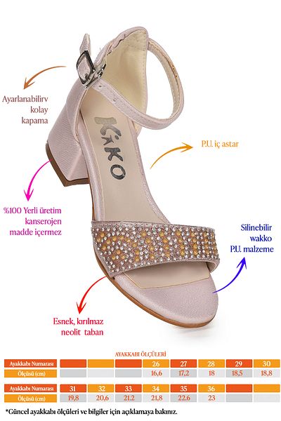 Kiko Kids Sandale cu toc de 3 cm pentru fete Heidi Vakko Daily Pantofi de seara