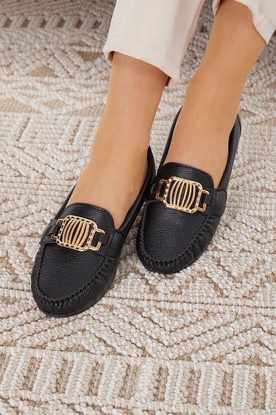 TOFİSA Black Women's Ballerinas - Buckle, Light and Comfortable Sole - 24580