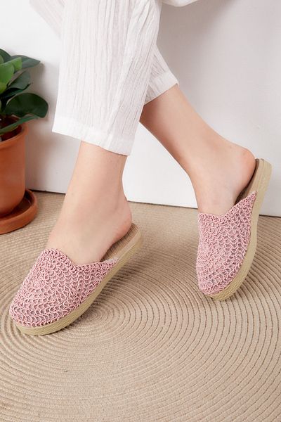 TOFİSA Women's Rose Straw Slippers - 25535