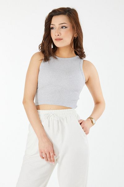 TOFİSA Crop cu mânecă scurtă gri - 24438