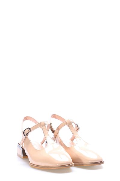 Ayakkabıhane Inside and Outside Genuine Patent Leather Beige Women's Low Heeled Shoes Ah08064261217