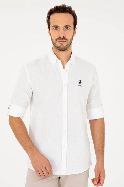 U.S. Polo Assn. Ανδρικό πουκάμισο Lucan White 1831417